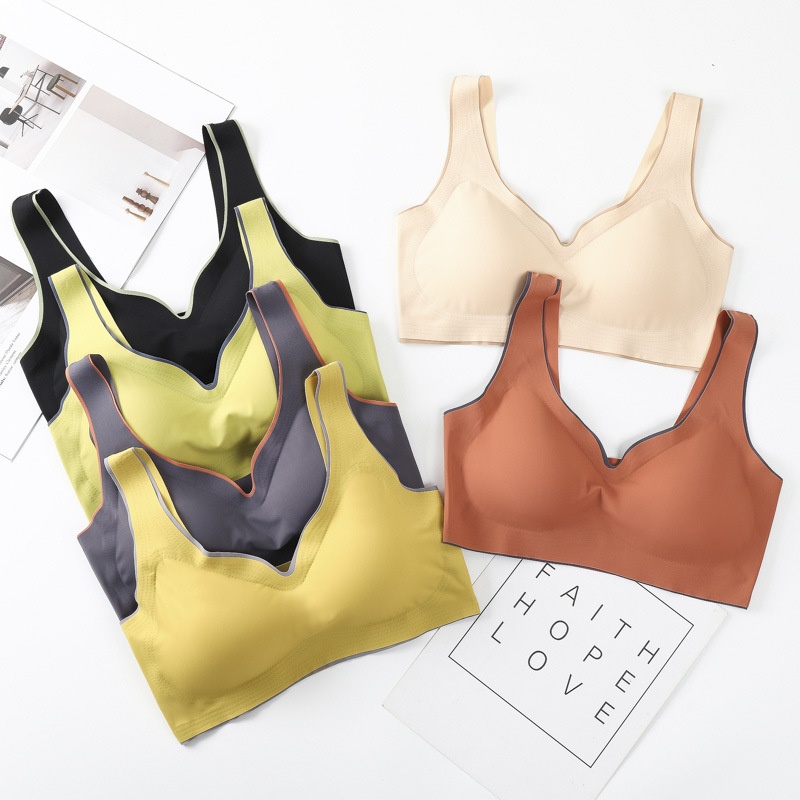 Thai Latex Seamless Sports Bra For Women With Beautiful Back Without Steel Ring,Small Chest Gathered And Side Breast Vest-style Sleeping Bra