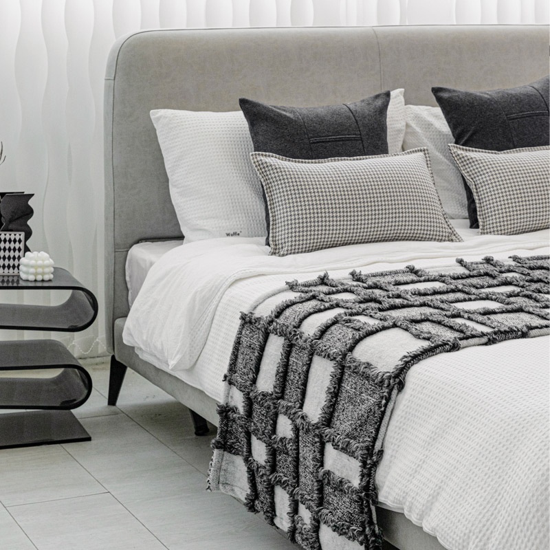 Modern Simple Black And White Gray Bed End Towel Blanket Exhibition Hall Model Room Bedding Light Luxury Homestay Hotel Soft Furnishing Bedding