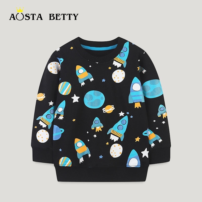 23 Autumn Children's Sweatshirt European And American Style Cartoon Print Round Neck Boy Long-sleeved Bottoming Shirt Pullover Top