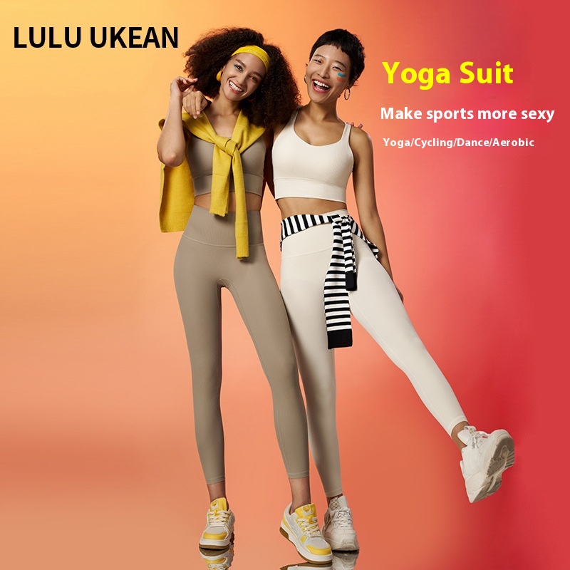 European And American Yoga Suits High Waist Slim Running Sports Beautiful Back Fitness Clothes Tight Lulu Nude Yoga Clothes