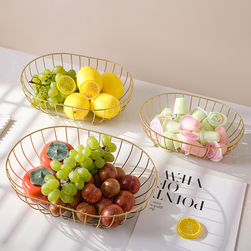 Creative Home Fruit Plate Iron Art Nordic Living Room Snack Candy Fruit Basket Light Luxury Home Tray