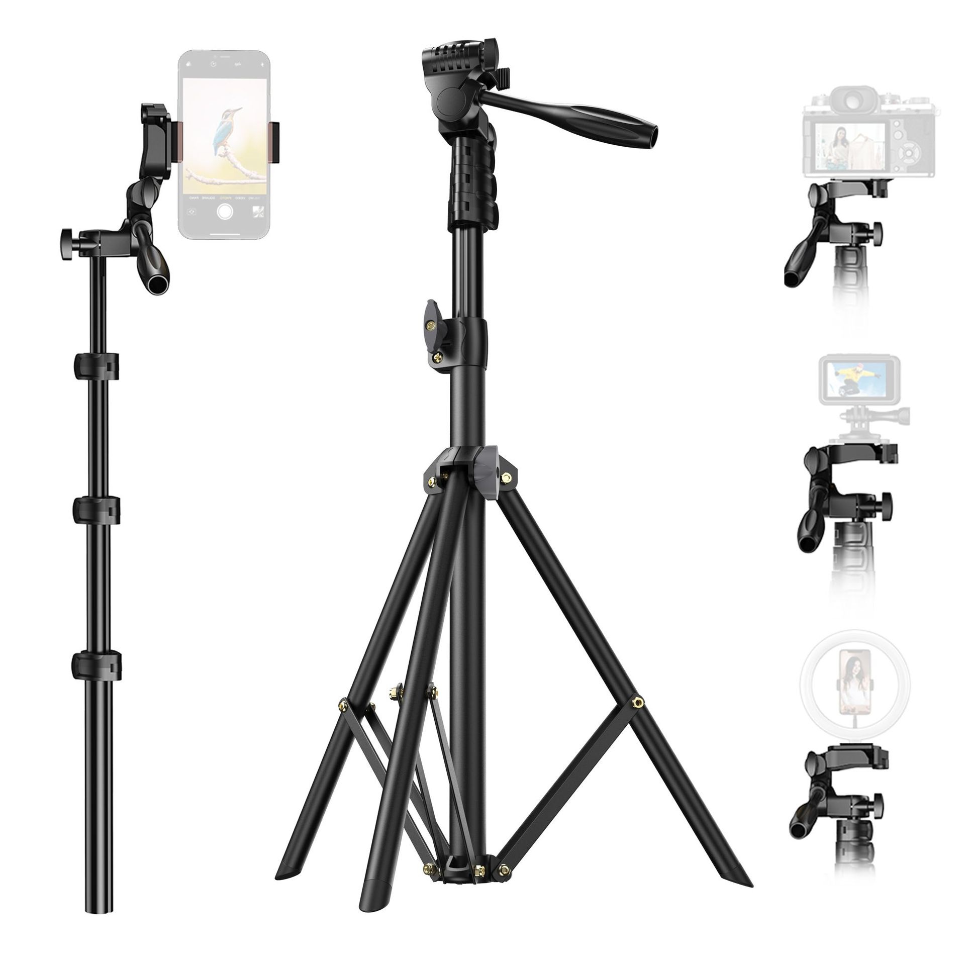 A P E X E L Outdoor Mobile Phone With Pan-tilt Travel Shooting S L R Portable Professional Floor Selfie Stick Tripod