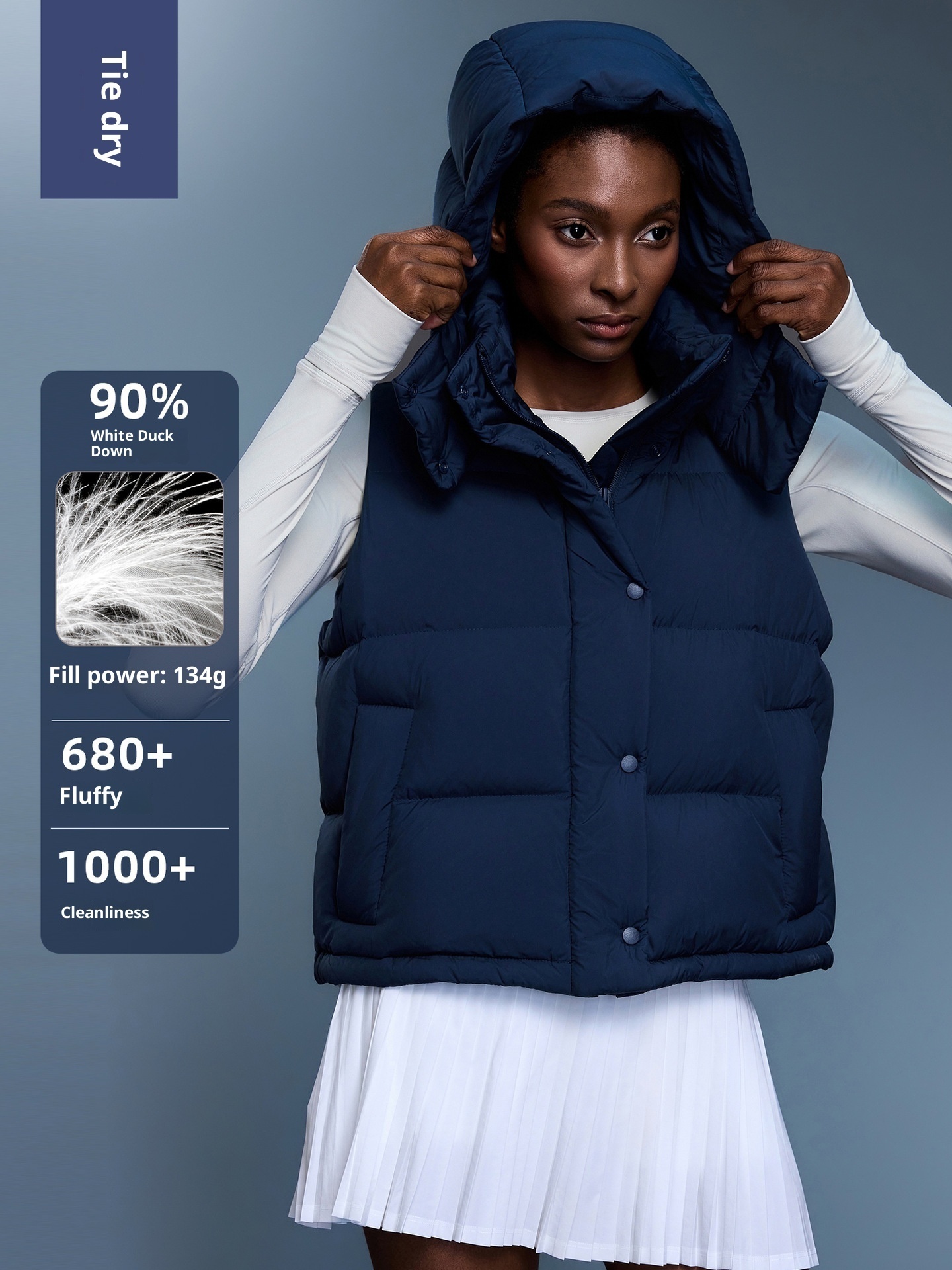 Short Down Vest, 90% White Duck Down, Windproof And Warm, Hooded Down Jacket/sleeve Coat