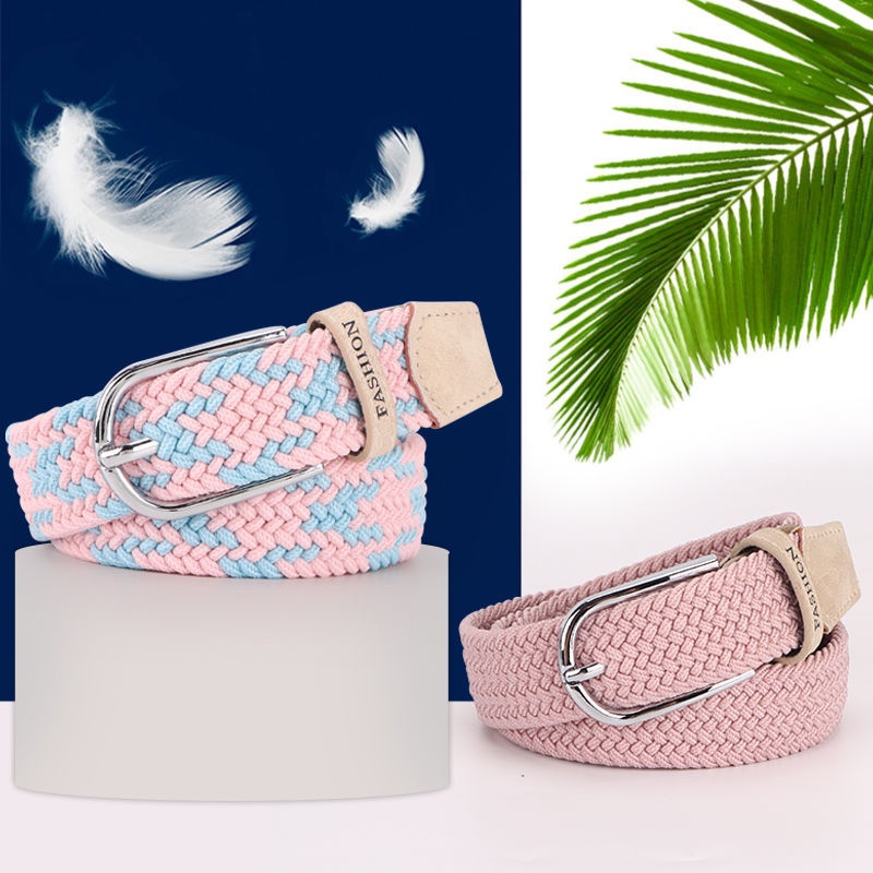 No-Drill Belt For Women-Versatile Elastic Woven Canvas Belt With Buckle,Perfect For Jeans,Adjustable And Comfortable Design,Ideal For Students And Easy To Wear