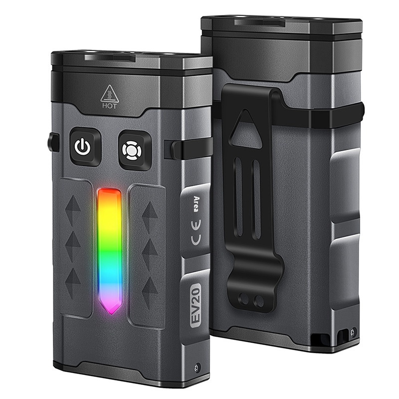 EDC Aluminum Alloy Flashlight Purple RGB Atmosphere Light Green Laser Multifunctional Keychain Flashlight