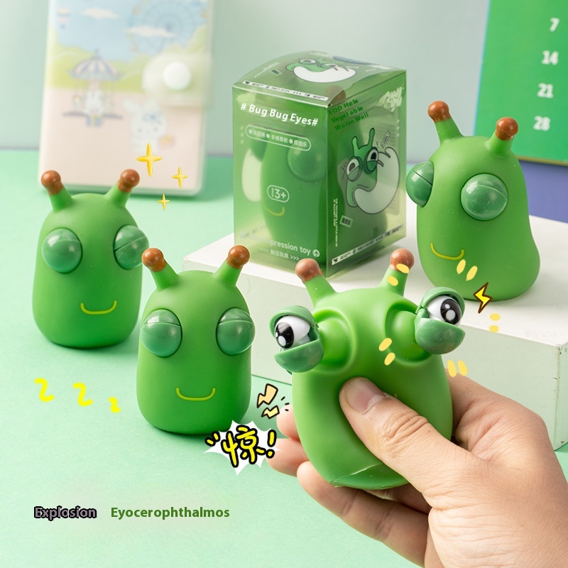 Creative Vegetable Worm Staring And Squeezing Music Decompression Artifact Internet Celebrity Decompression Trick Children's Gift Vent Small Toys