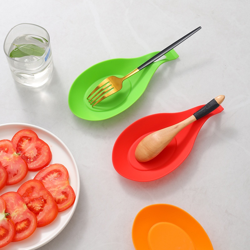 Silicone Shelf Mat Kitchen Utensils Placement Mat Heatulation Creative Soup Spoon Flavor Dish Mat Easy To Clean Shelf Spoon Mat Kitchen Tools