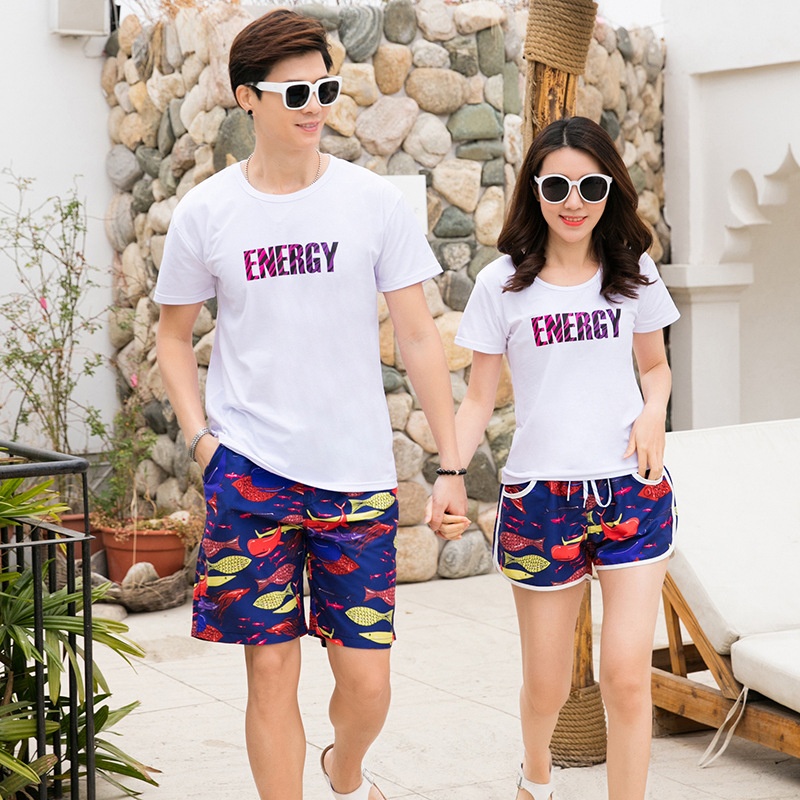 Clearance Special Price Couple Beach Pants Men's Seaside Vacation Large Size Loose Quick-drying Five-point Casual Flower Shorts Big Pants