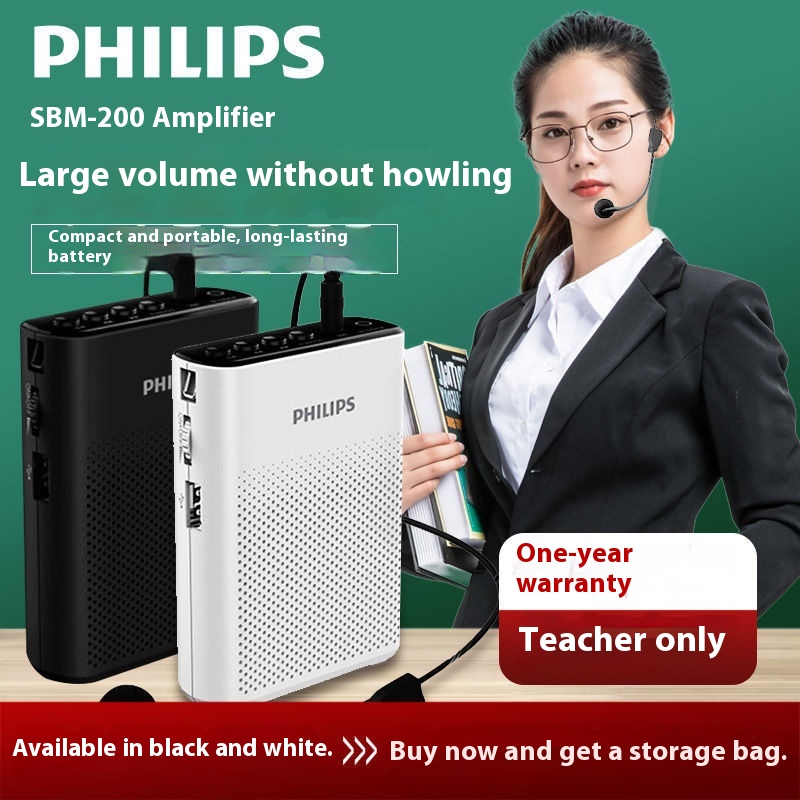 Philips SBM200 Bee Microphone Teachers Use Wireless Microphone For Teaching Class Wired Portable Lightweight