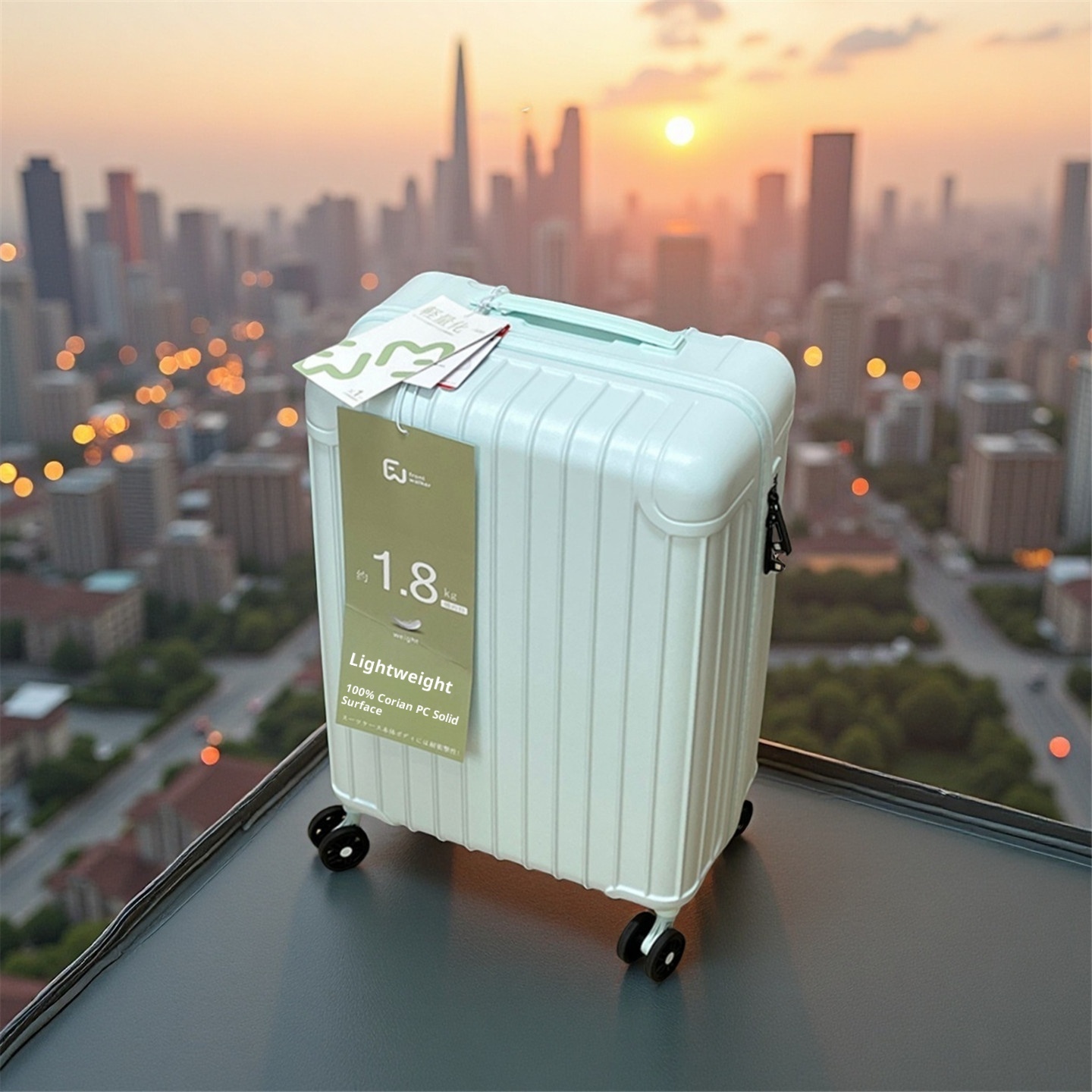 Ultralight Luggage, 20cm Pure PC External Trolley Carry-on Suitcase With Universal Wheels And Combination Lock, Lightweight Travel Case.