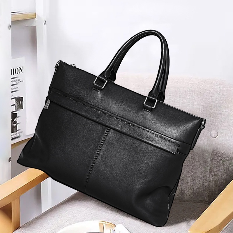Men's Bag Genuine Leather Men's Handbag Cowhide Computer Bag15.6 Inch Business Large Capacity Briefcase Messenger Bag