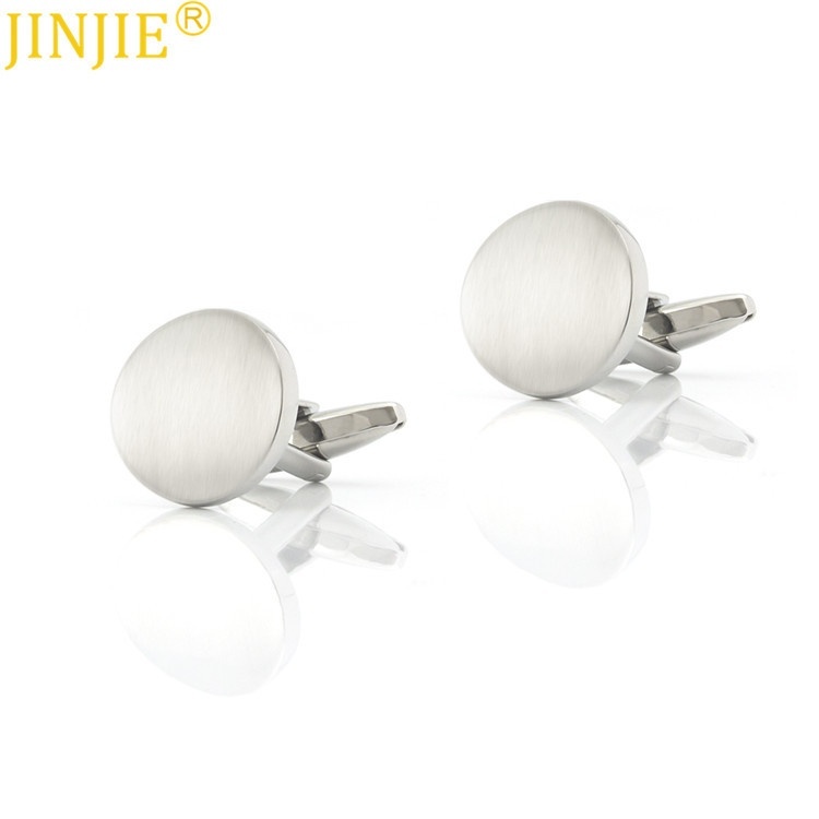 Round Brushed Metal Cufflinks Foreign Trade Men's French Shirt Cufflinks Cufflinks