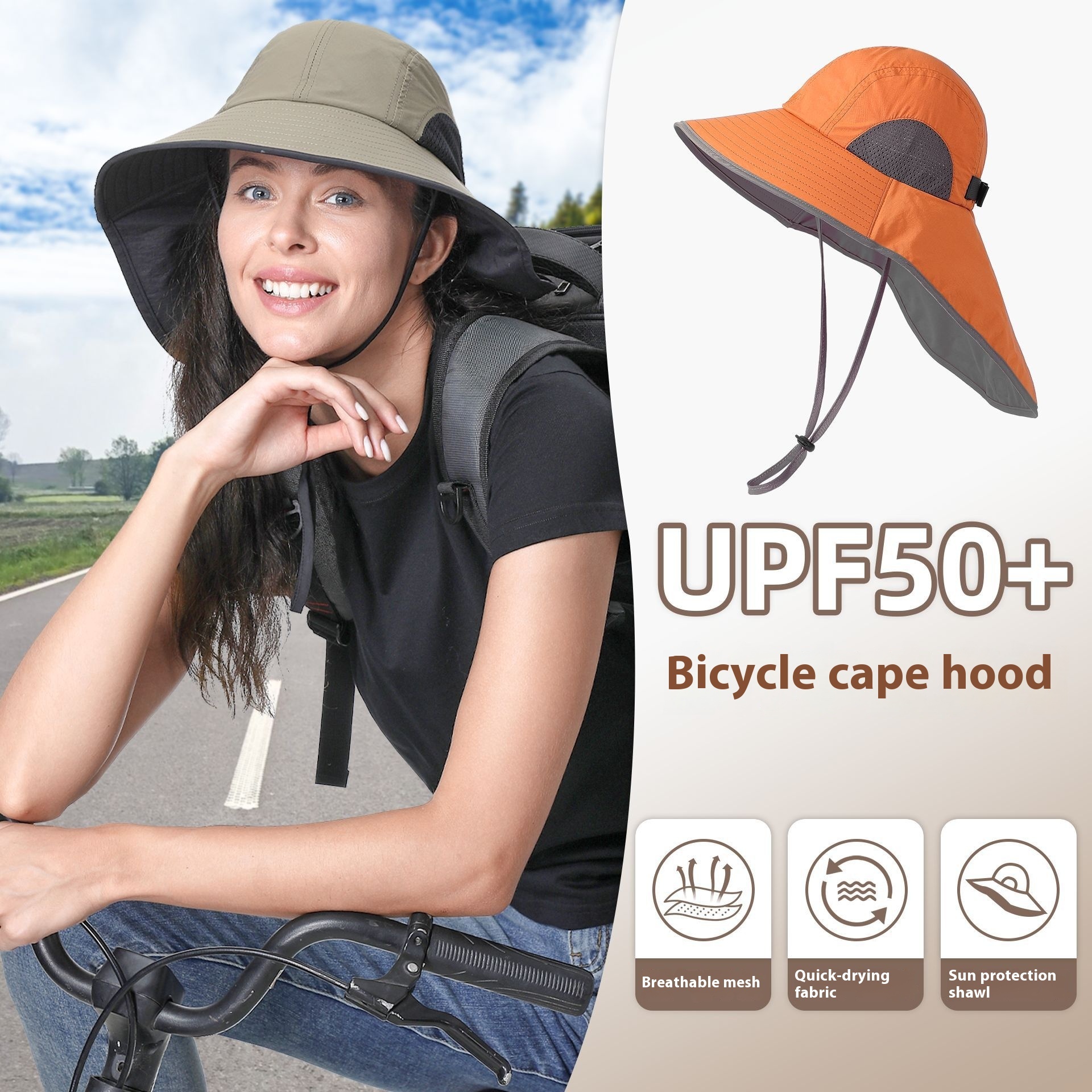 Fashion Commuter Big Eaves Shawl Hat Foldable Outdoor Riding Summer Sun Protection Sunshade Hat