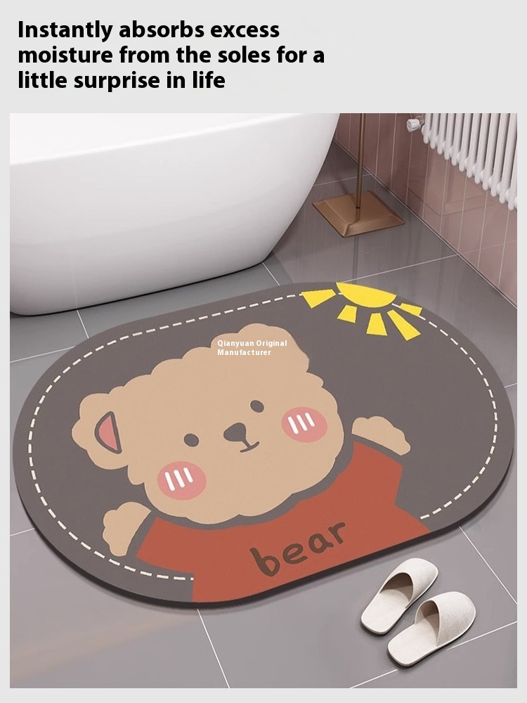 Bathroom Diatom Mud Floor Mat Absorbent Soft Mat Bathroom Toilet Foot Mat Non-Slip Bathroom Quick-Drying Small Carpet Home