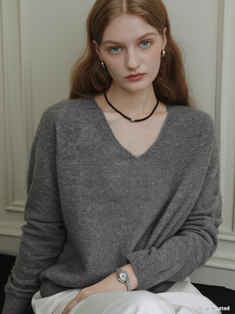 Worsted Cashmere Top And Woolen T-shirt
