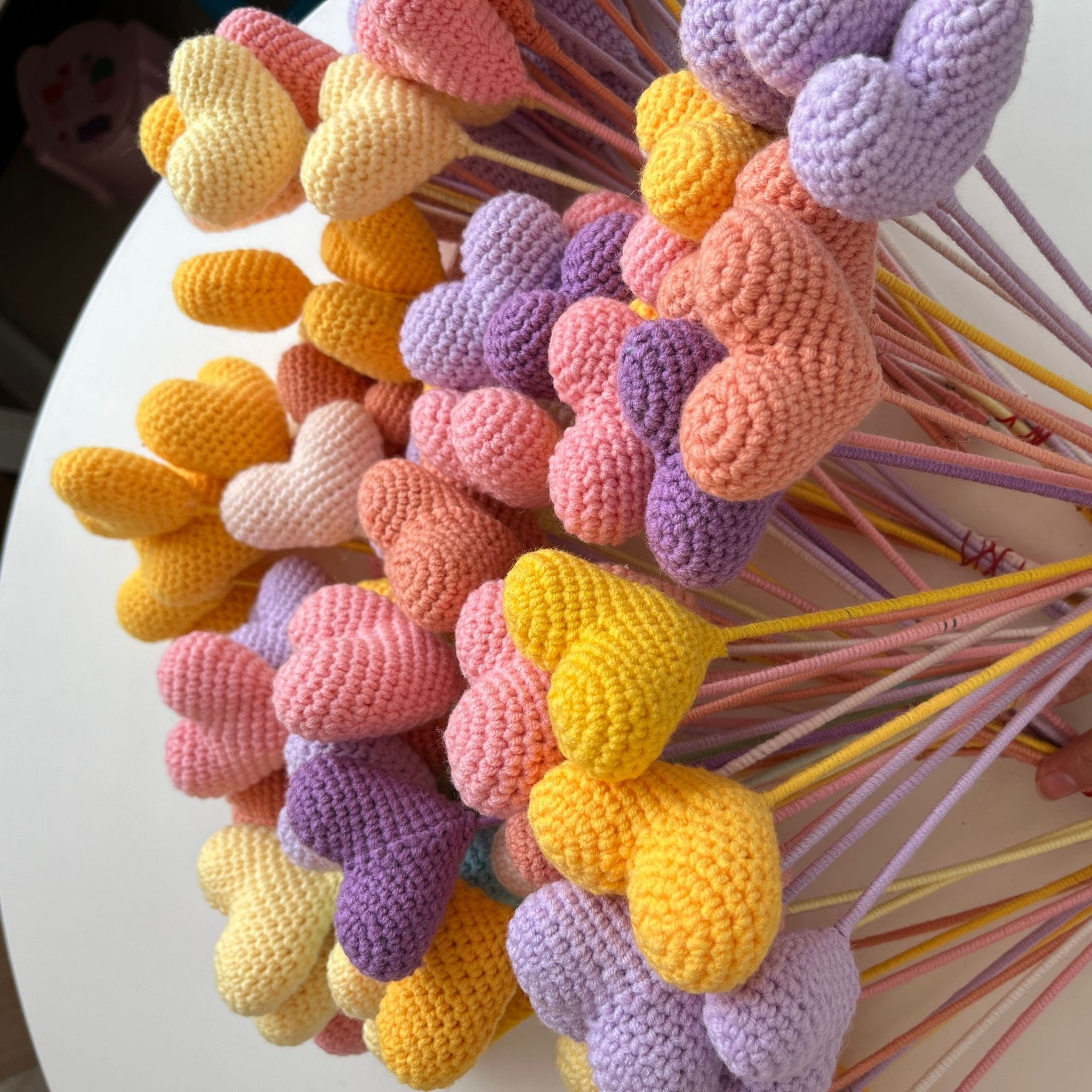 Hand-woven Bouquet Diy Love Eternal Flower Homemade Knitted Wool Flower Finished Product Cute Crocheted Simulation Flower