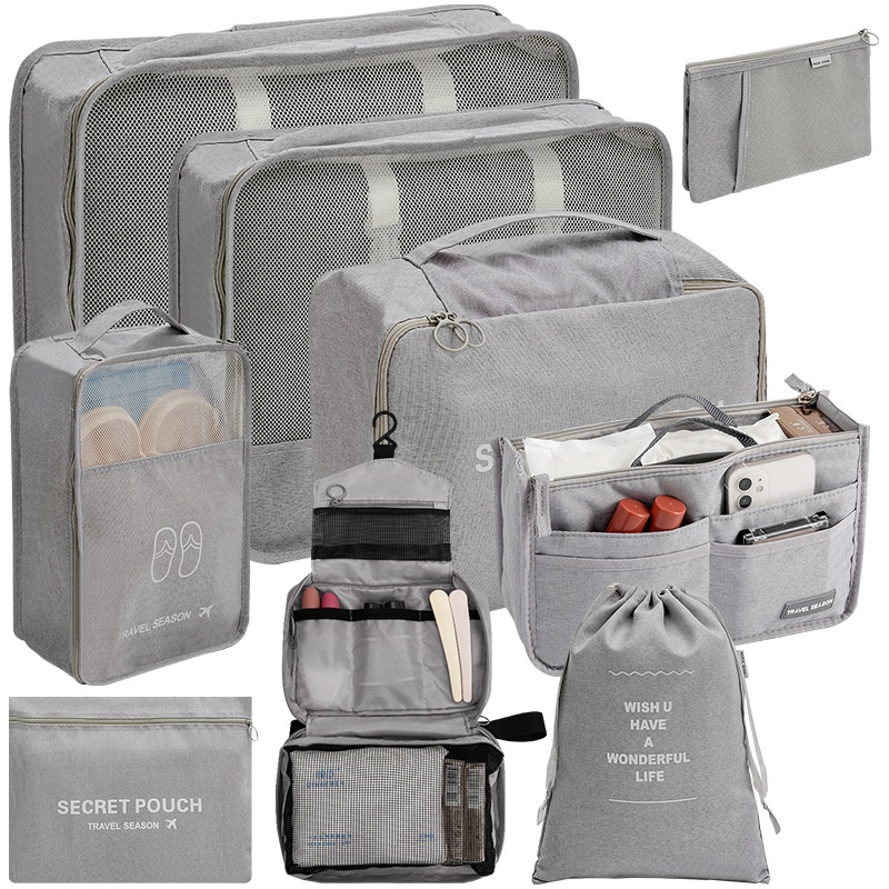 Travel Storage Bag Set Seven-piece Set Lipstick Makeup Toiletries Digital Folding Storage Bag Drawstring Luggage Bag