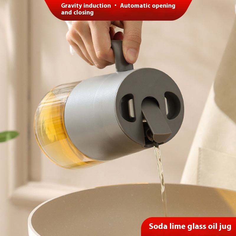 Automatic Opening And Closing Glass Oil Pot Oil Bottle Household Kitchen Oil Pot Soy Sauce Vinegar Seasoning Bottle Vinegar Pot Seasoning Sesame Oil Bottle