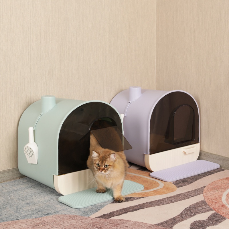 Fully Enclosed Cat Litter Box Large Cat Toilet Drawer Type Activated Carbon Deodorizing Chimney Double Anti-sand Falling LUSMO