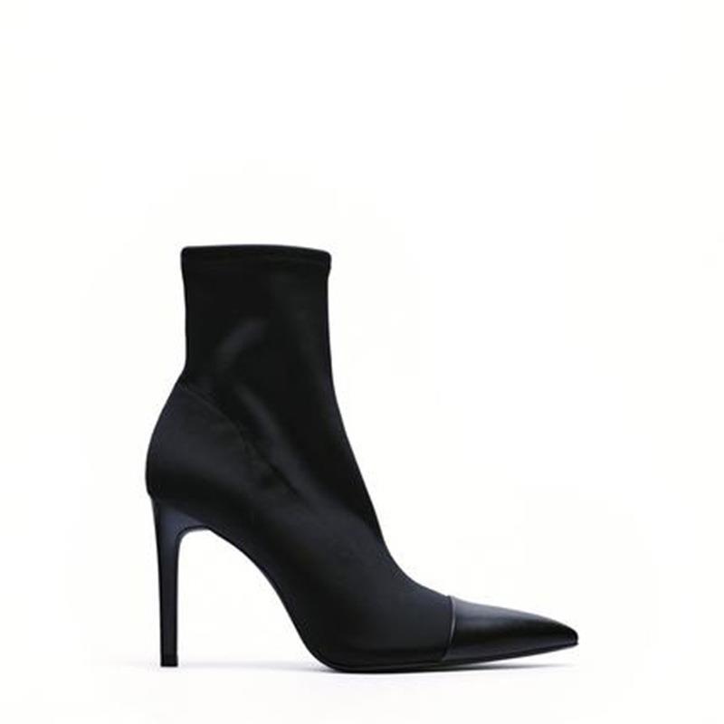 European And American Elastic Short Boots For Women Autumn And Winter Boots With High Heels, Pointed Toe, Slimming Thin Heels, Versatile Slim Boots, Fashionable And Versatile