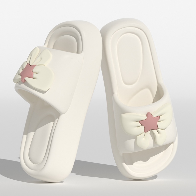 Style Small Fresh Bow Versatile Sandals For Women Summer Outdoor Wear Thick Sole Heightening Non-slip Indoor Home Slippers