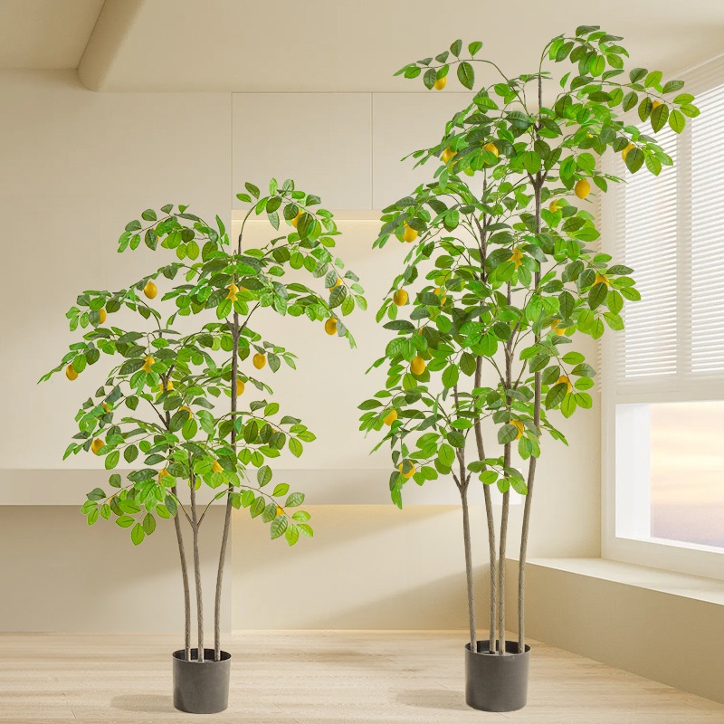 Nordic Style Simulated Green Lemon Tree Potted Ornaments Indoor Living Room Decoration Fake Plant Bonsai Fake Tree Simulated Tree
