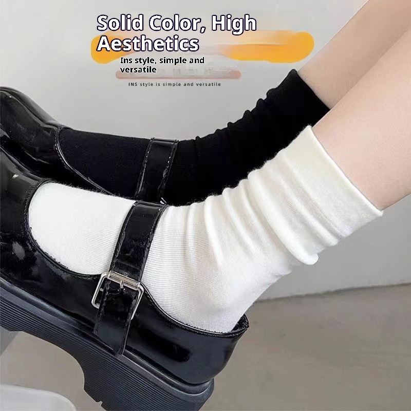 White Socks For Women, Autumn And Winter, Pure Cotton Mid-Calf Socks, Loose Opening, Non-Binding, Postpartum Socks, Antibacterial, Odor-Resistant, Slouch Socks, Zhuji Socks