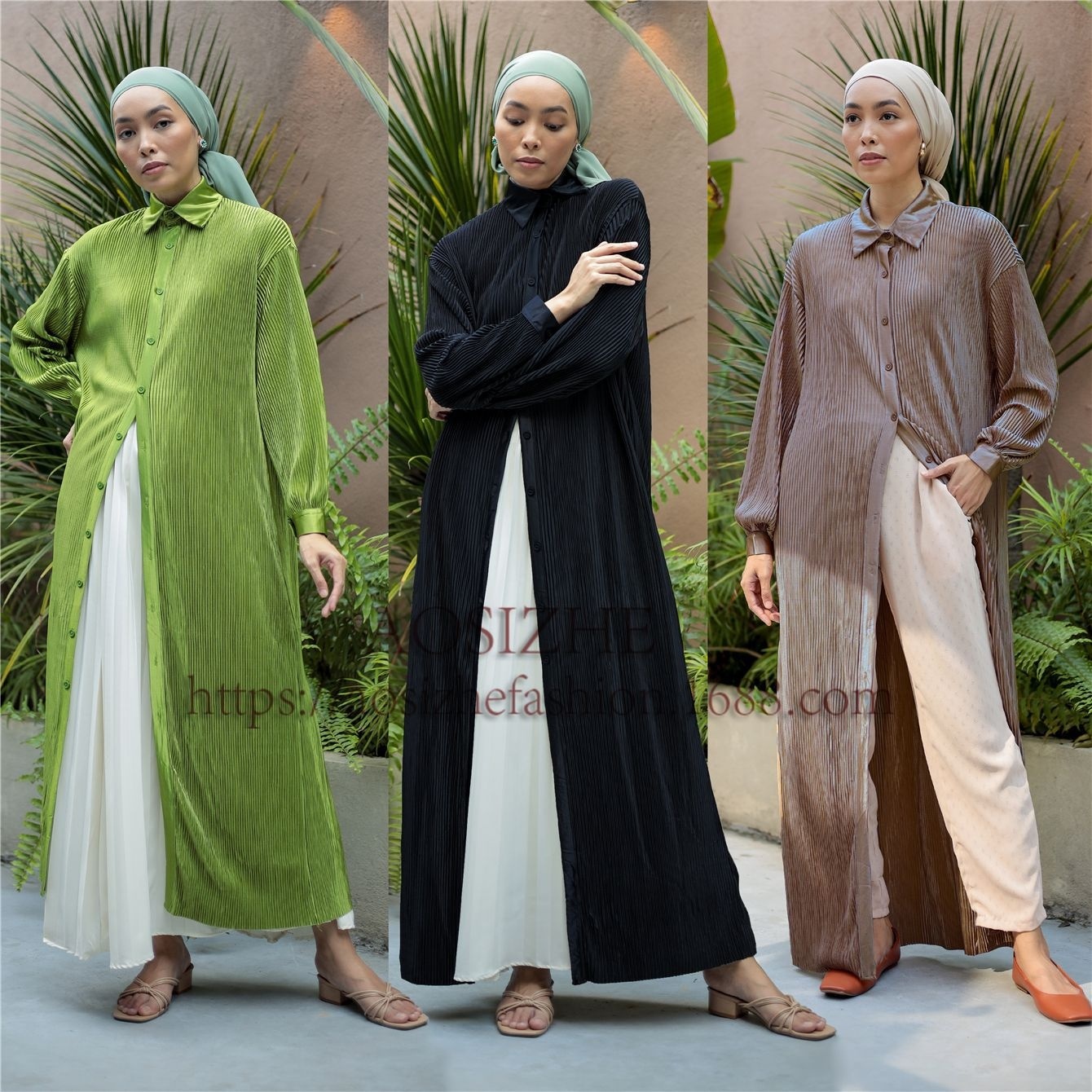 M172#Women's Clothing Middle East Arab Malay Indonesia Pleated Dress Muslim Robe