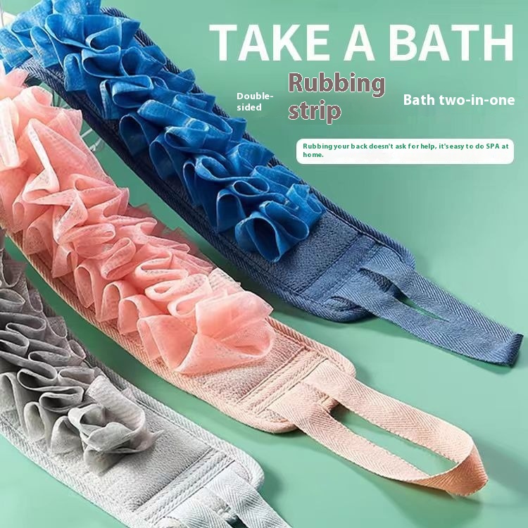 Two-in-one Pull Back Towel Strong Back Scrubbing No Need To Ask For Help Bath Towel Bath Strip Bath Flower Rubbing Mud Household Bath Scrubbing Towel