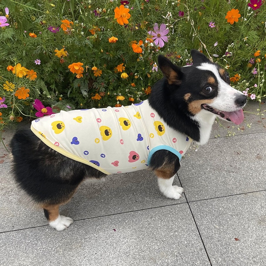 Style Korean Version Of The Spring And Summer Pet Dog And Cat Cute Print Quality Cotton TBreathable Soft Waxy Vest