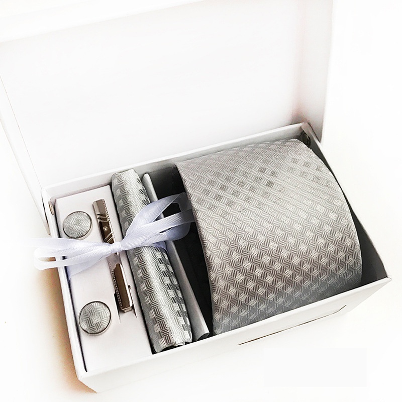 Business Executive Men's Tie Tie Pocket Scarf Cuff Tie Clip6-piece Gift Box