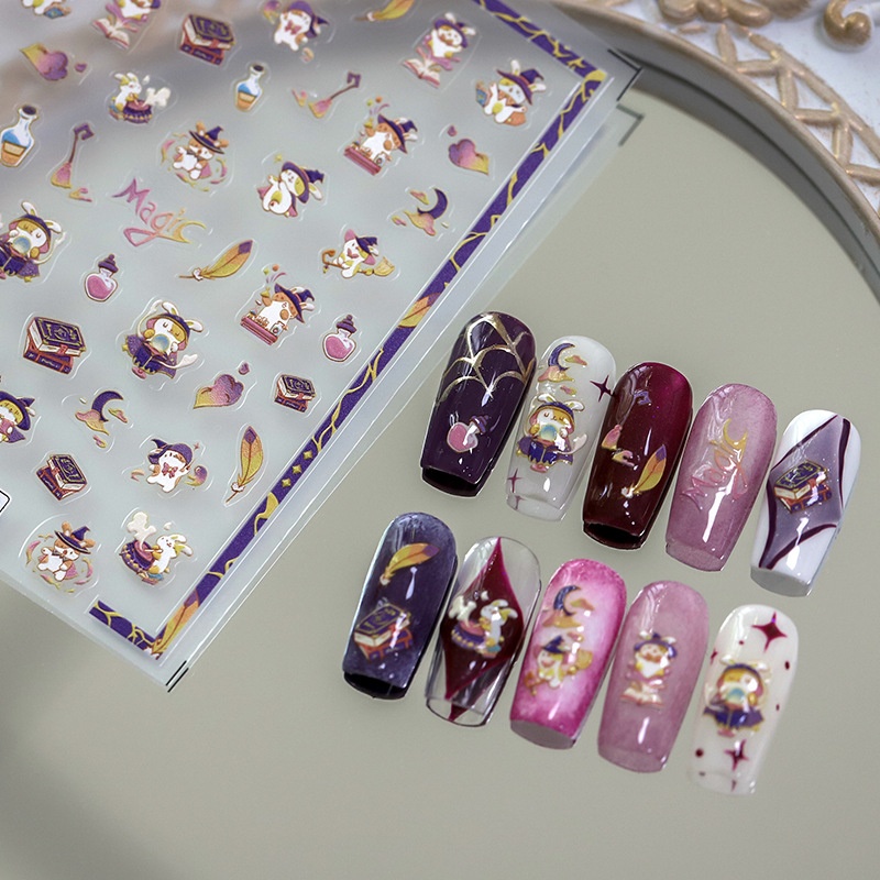 TENSORTechnology Thin And Tough Nail Stickers Embossed Adhesive Nail Stickers Nail Accessories TS-2945 Magic Fairy Rabbit