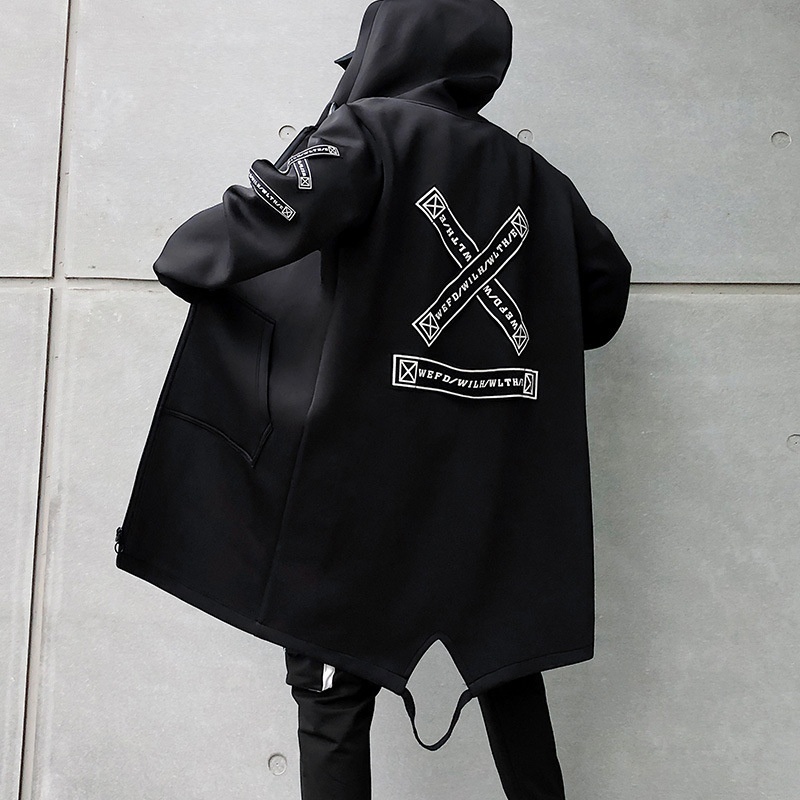 Men's Clothing Japanese Fashion Brand Autumn And Winter Large Size Men's Jacket Coat Mid-length Hooded Windbreaker - 1
