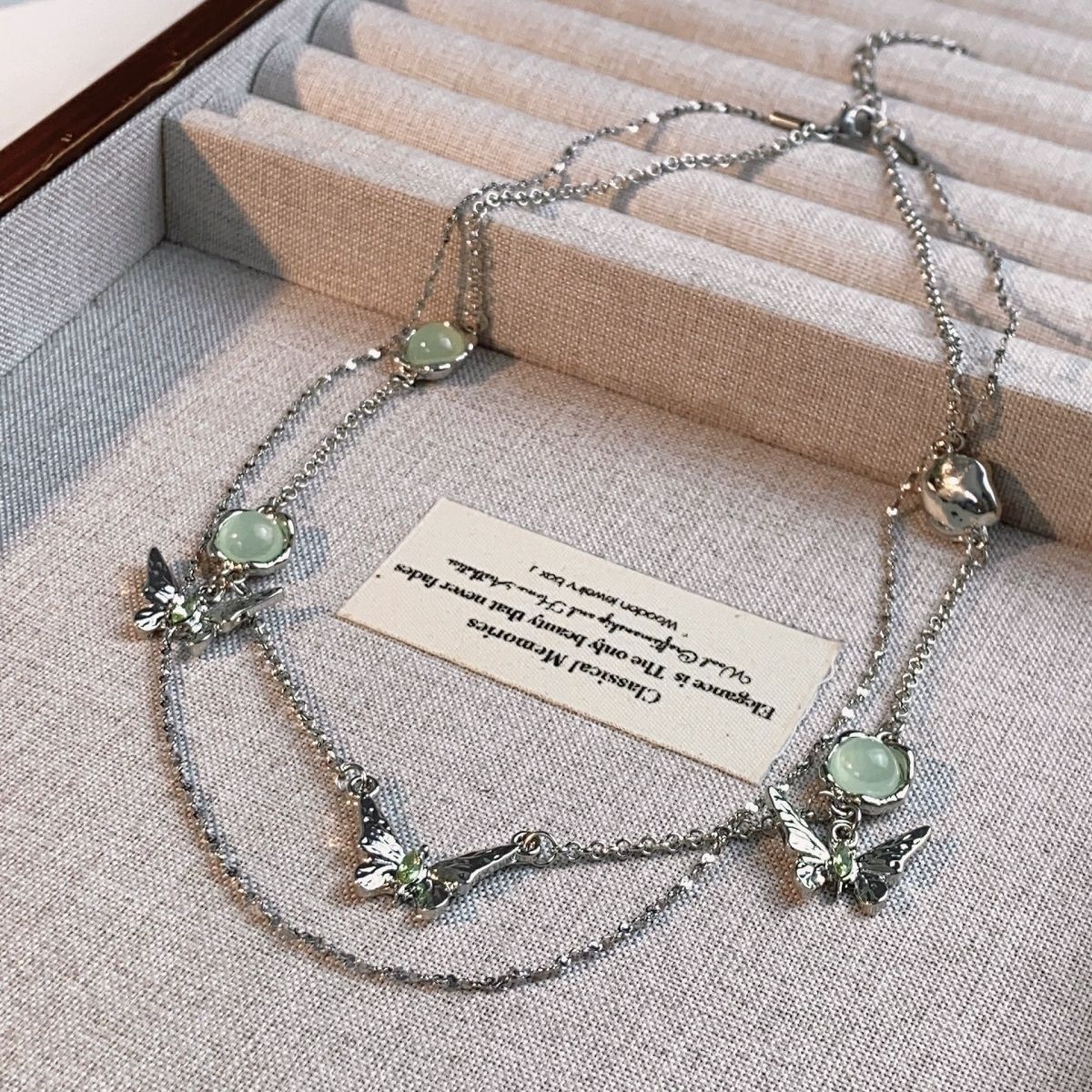 Sweet Cool Style Butterfly Pendant Double Layer Stacked Necklace Women's Niche Design Sense Fashion All-match High-end Necklace