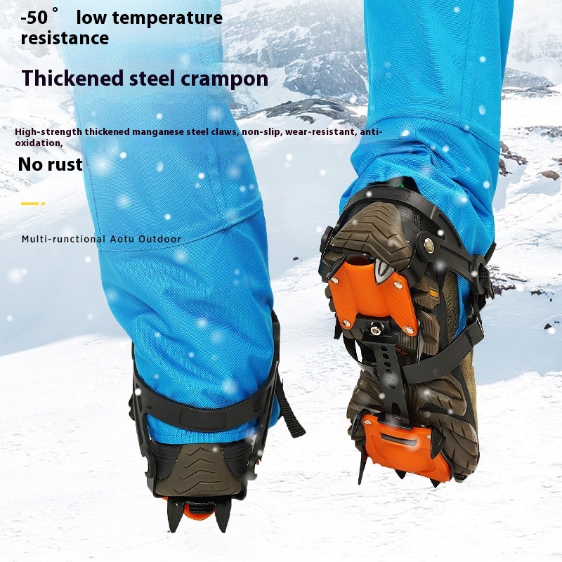 10-tooth Crampons Non-slip Shoe Covers For Outdoor Adult Men And Women Mountaineering Snow Shoe Spikes Ice Grip Shoe Chain Surface Anti-fall Snow