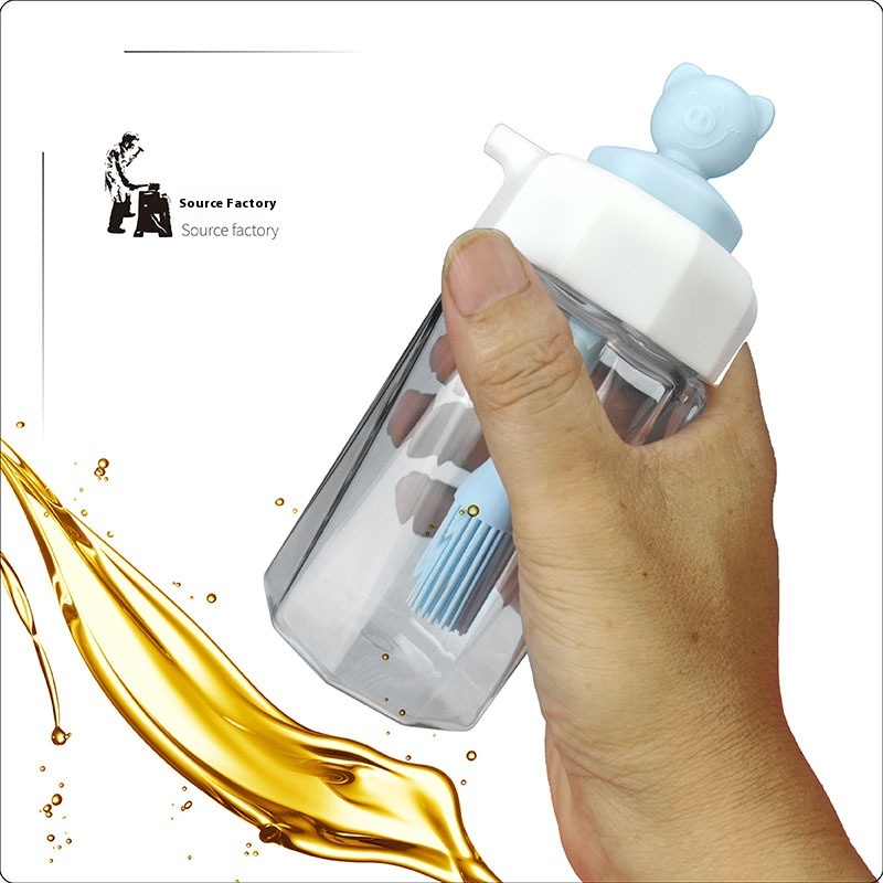 High Temperature Resistant Integrated Silicone Oil Bottle Brush Food Grade Push-type Silicone Dual-purpose Oil Pot Built-in Brush Pouring Oil Pot