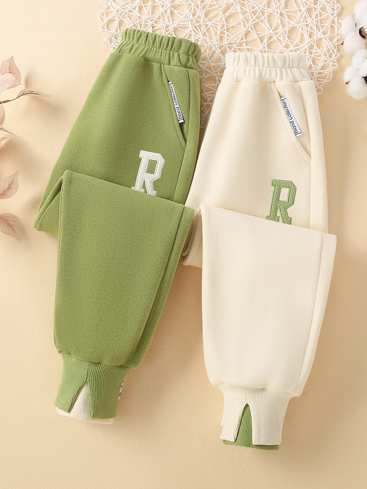 Girls Plush Pants Autumn And Winter Children's Trousers Autumn Clothes Casual Sports Pants Girls Sweatpants Spring And Autumn Style