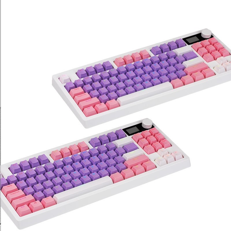 87-key Three-mode Kit Keyboard For Girls With High-value Screen Knob Glare Wireless Gaming Mechanical Keyboard