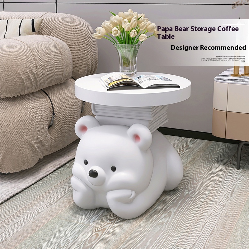 Cream Style Side Table Bedside Table Bear Floor Decoration Home Accessories Living Room TVCabinet Sofa Housewarming House Gift