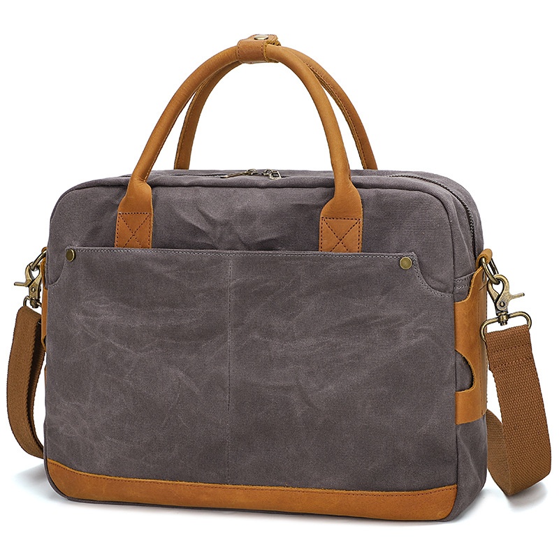 Genuine Leather Men's Bag Retro Crazy Horse Leather Shoulder Messenger Bag European And American Fashion Large Capacity Men's Portable Briefcase