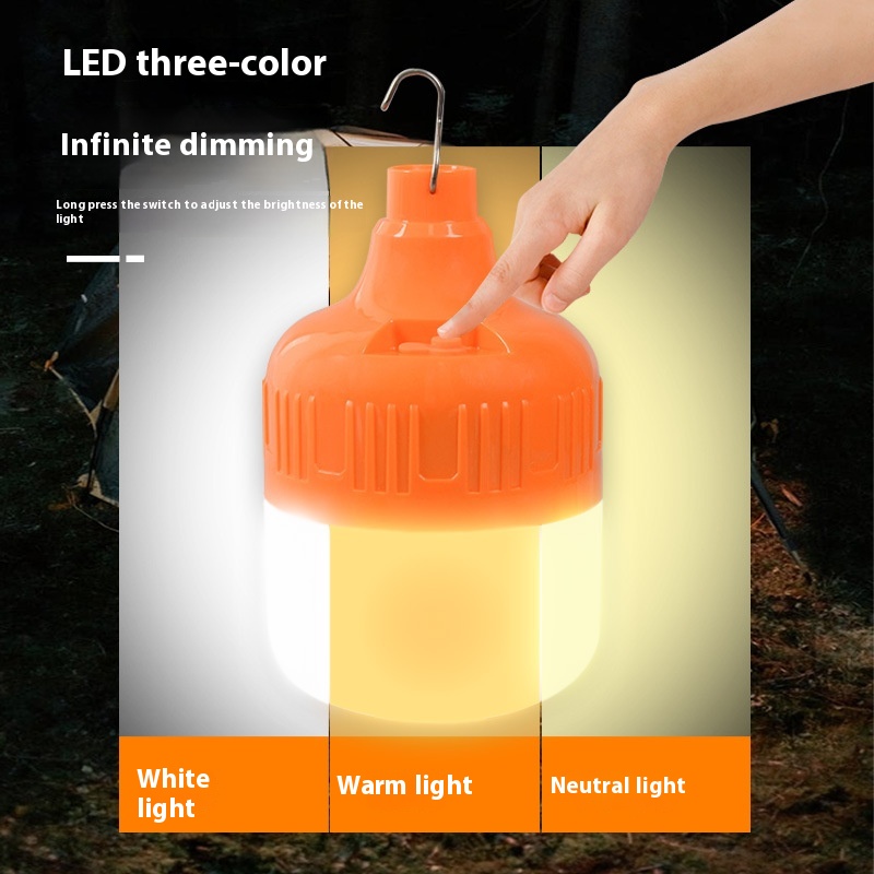 Two-tone Lighting Led Rechargeable Light Bulb Night Market Lamp Street Stall Lamp Stall Light Bulb Outdoor Home Emergency USBCharging