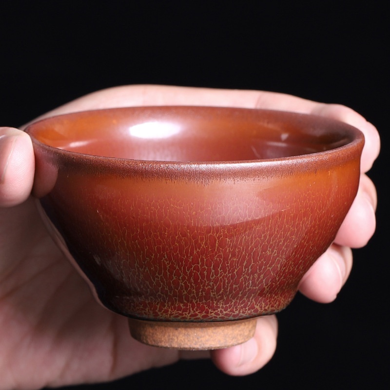 Jianzhan Red Partridge Host Cup Tea Cup Oil Drop Tie Mouth Tea Set Tea Cup Pure Handmade Iron Tea Cup