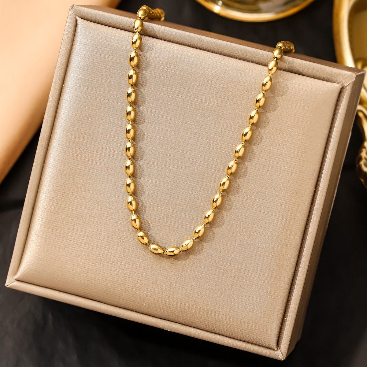 Titanium Steel Ball Ball Chain Necklace Europe And The United States Women's 18K Gold Plated Clavicle Chain All-match Non-fading Stainless Steel Necklace