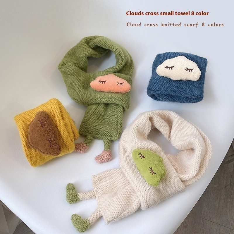 Qiunan Children's Scarf Winter Korean Style Fashion Cartoon Knitted Warm Infant Neck Collar Baby Scarf