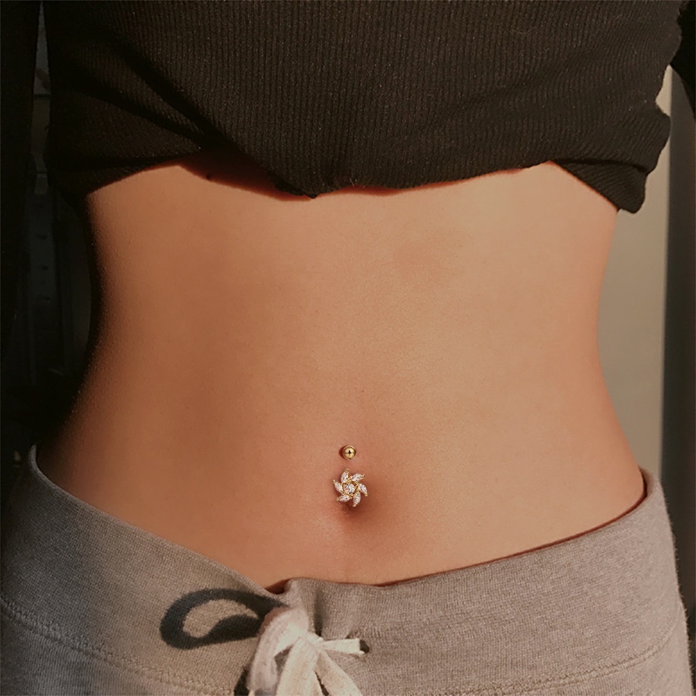 European And American Diamond Flower Belly Button Nail Foreign Trade African Belly Button Ring Belly Button Ornaments Human Body Piercing Jewelry