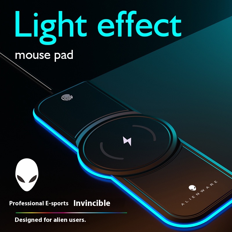 Alienware Alien RGB Luminous Mouse Pad Table Mat 15W Wireless Charging Game Magic Pad
