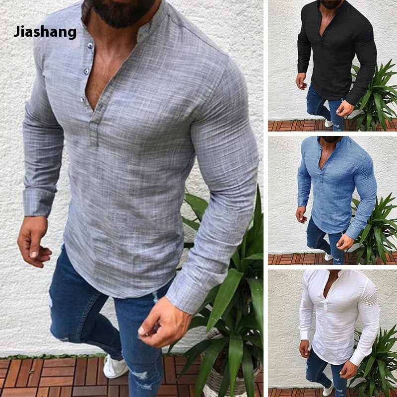 Hot-selling European And American Independent Station Men's Slim Temperament Solid Color Shirt Shirt Men