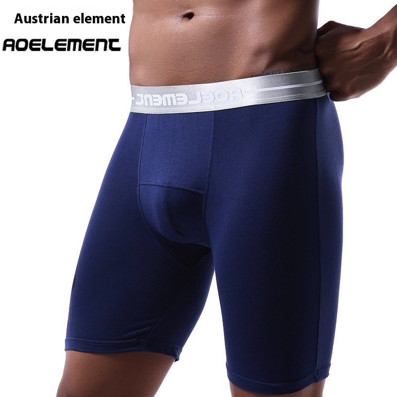 Tight-fitting And Extended Sports Briefs Modal Anti-friction Leg Men's Boxer Briefs Large Size Long Leg Running Bottoms