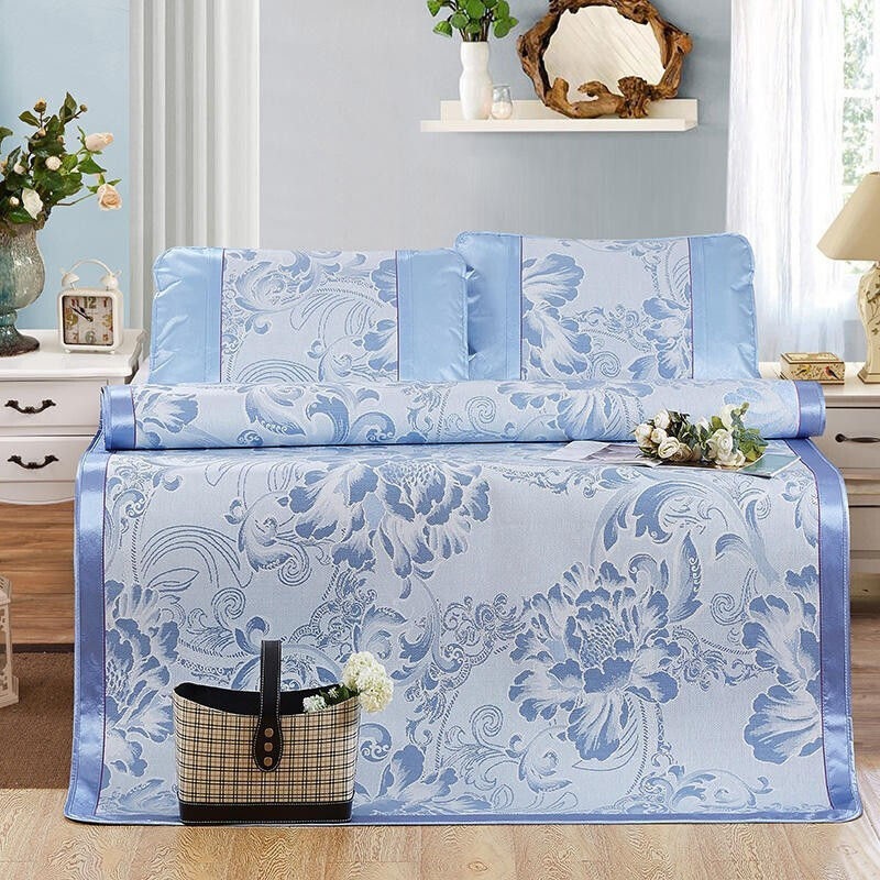 Cool Mat Ice Silk Mat Double1.8m1.5m Bed Three-piece Set Foldable Single Student Dormitory0.9m Air-conditioning Mat