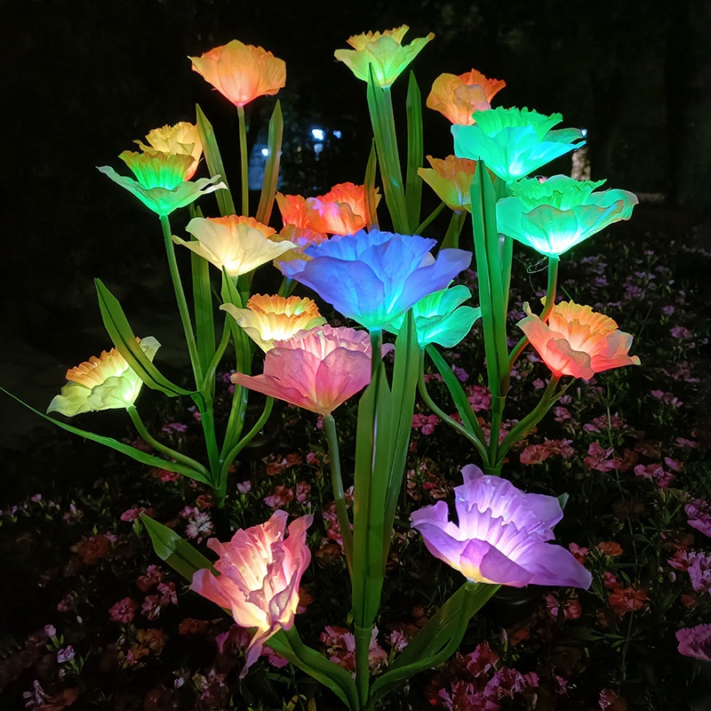 Outdoor Courtyard Garden Decoration Artificial Flower LEDGround Lamp Lawn Ground Lamp Solar Daffodil Lamp